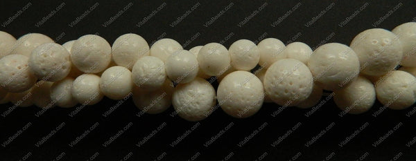 White SpongeCoral  -  Smooth Round Beads  16"