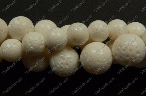 White SpongeCoral  -  Smooth Round Beads  16"
