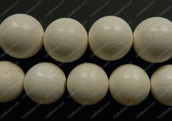 White Sponge Coral  -  Smooth Round Beads  16"
