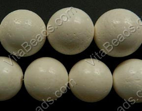 White Sponge Coral  -  Smooth Round Beads  16"