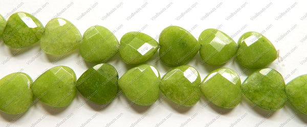 Olive Green Jade  -  Faceted Heart  16"