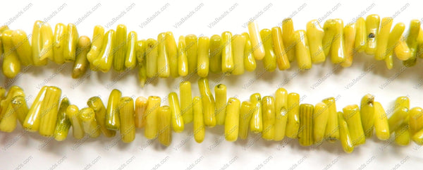 Olive Green Coral -  Side Drilled Sticks 16"    8 - 12 mm