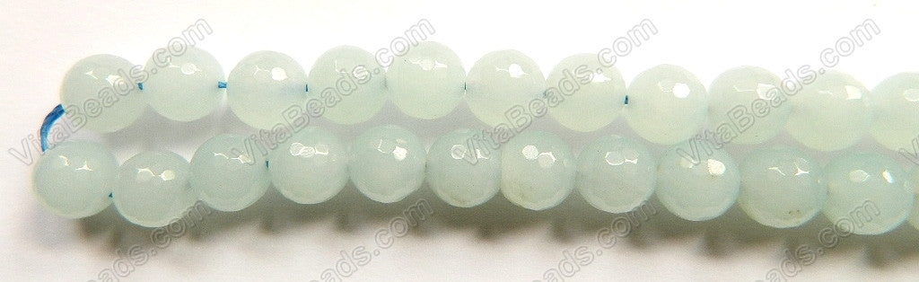 Light Aqua Green Jade  -  Faceted Round  16"