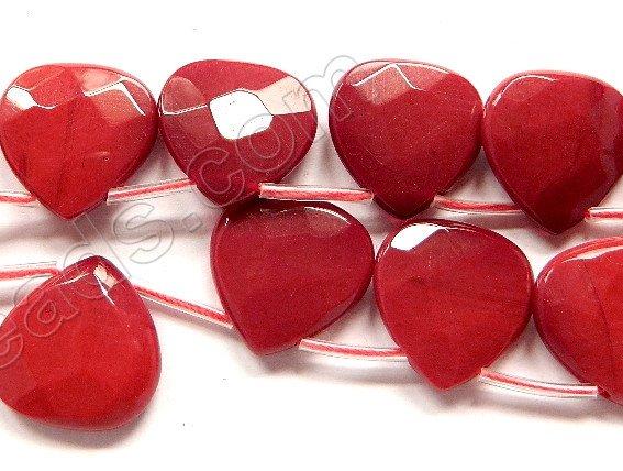 Red Coral Quartz  -  20mm Faceted Flat Briolette