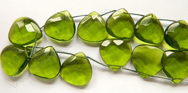 Peridot Crystal  -  20mm Faceted Flat Briolette