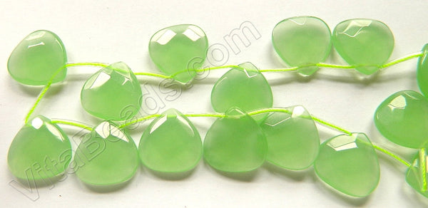 Light Green Chalcedony Quartz  -  20mm Faceted Flat Briolette