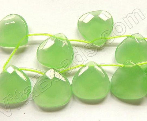 Light Green Chalcedony Quartz  -  20mm Faceted Flat Briolette