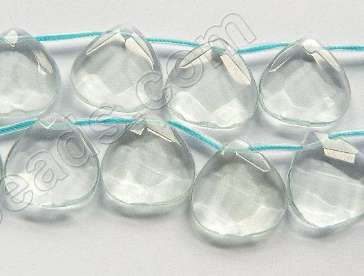 Aqua Crystal  -  20mm Faceted Flat Briolette