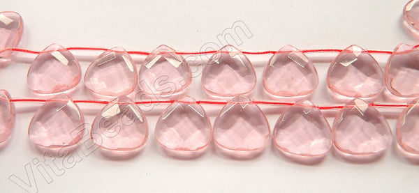 Pink Crystal Quartz  -  20mm Faceted Flat Briolette