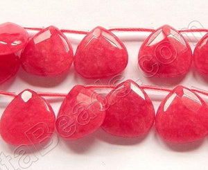 Big Red Jade  -  20mm Faceted Flat Briolette