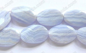 Blue Lace Agate AA  -  Twist Faceted Oval  16"
