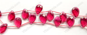 Ruby Crystal  -  13x18mm Faceted Flat Briolette 16"