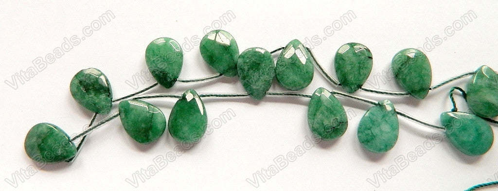 Emerlad Jade -  13x18mm Faceted Flat Briolette 16"