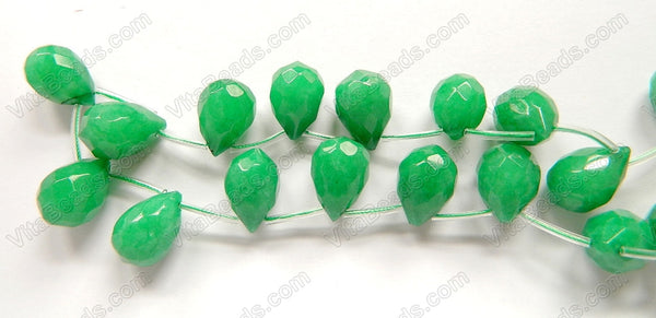 Bright Green Jade - 13x18mm Faceted Teardrop 16"