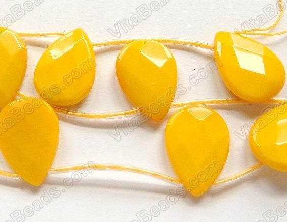 Yellow Quartz  -  18x25mm Faceted Flat Briolette  16"