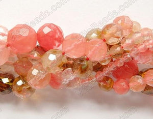 Mixed Fire Cherry Quartz  -  Faceted Round   16"