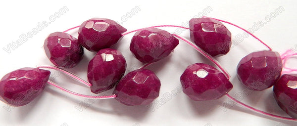 Dark Violet Jade  -  18x25mm Faceted Teardrop 8"