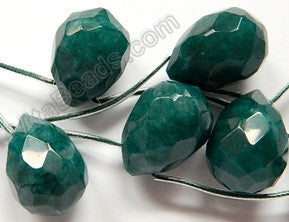 Emerald Jade  -  18x25mm Faceted Teardrop 8"