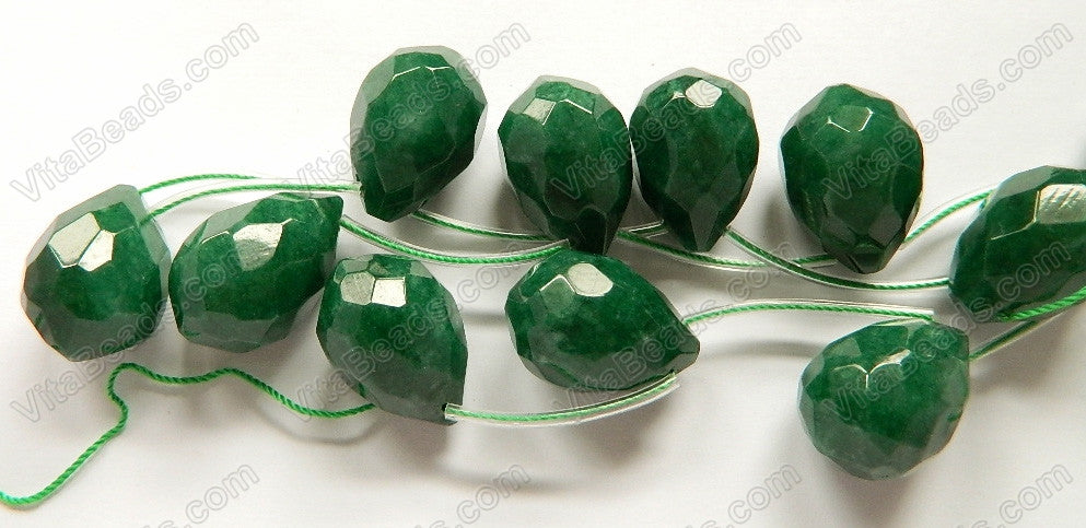 Forest Jade  -  18x25mm Faceted Teardrop 8"
