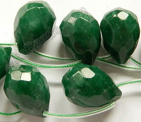 Forest Jade  -  18x25mm Faceted Teardrop 8"