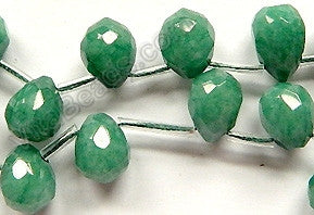 Light Green Jade  -  9x11mm Faceted Teardrop  16"