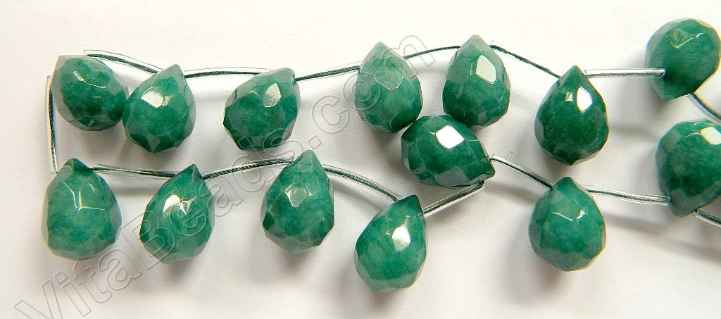 Forest Jade  -  13x18mm Faceted Teardrop 16"