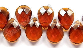 Dark Amber Crystal - 13x18mm Faceted Flat Briolette 6"