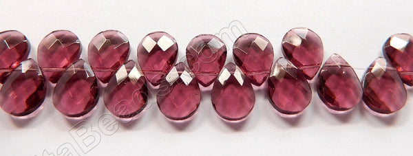 Red Fluorite Crystal - 13x18mm Faceted Flat Briolette 6"