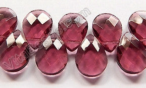 Red Fluorite Crystal - 13x18mm Faceted Flat Briolette 6"