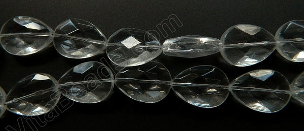 Clear Crystal  -  Faceted Flat Drops  16"