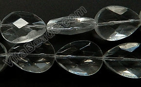 Clear Crystal  -  Faceted Flat Drops  16"