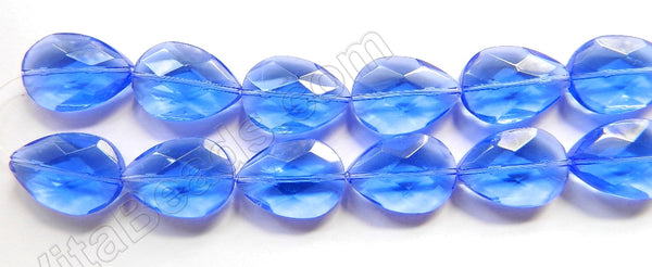 Light Royal Crystal  -  Faceted Flat Drops  16"