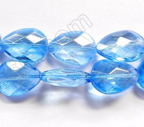 Sky Blue Crystal  -  Faceted Flat Drops  16"