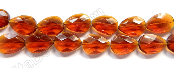 Dark Amber Crystal  -  Faceted Flat Drops  16"