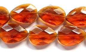 Dark Amber Crystal  -  Faceted Flat Drops  16"