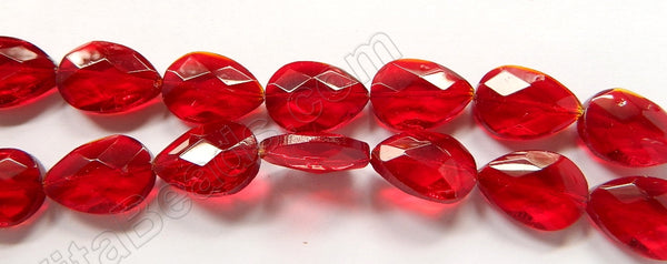Big Red Crystal  -  Faceted Flat Drops  16"