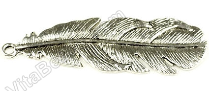 Rhodium Plated Copper Pendant Long Leaves
