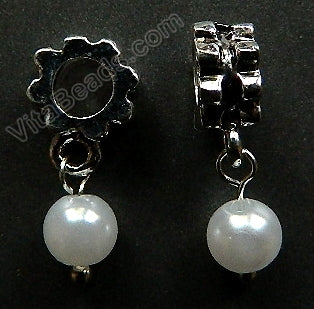 Metal Pendant - 5mm hole White Pearl A - 282