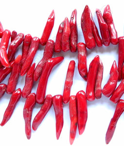 Red Bamboo Coral  -  Graduated Chili Beads 8"