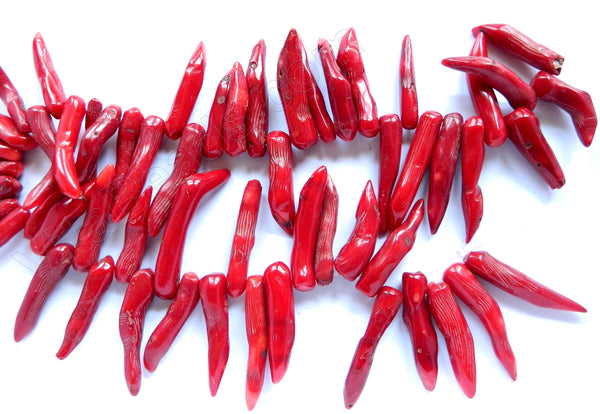 Red Bamboo Coral  -  Graduated Chili Beads 8"