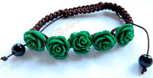 Synthetic Green Jade Flower Bracelet