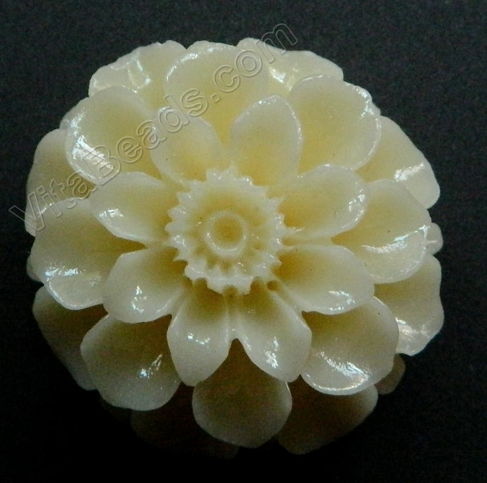 Carved Zinnia Pendant   Synthetic White Bone