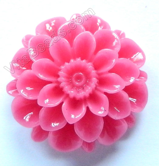 Carved Zinnia Pendant Synthetic Rose Pink Coral