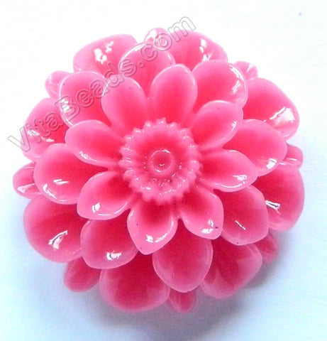 Carved Zinnia Pendant Synthetic Rose Pink Coral