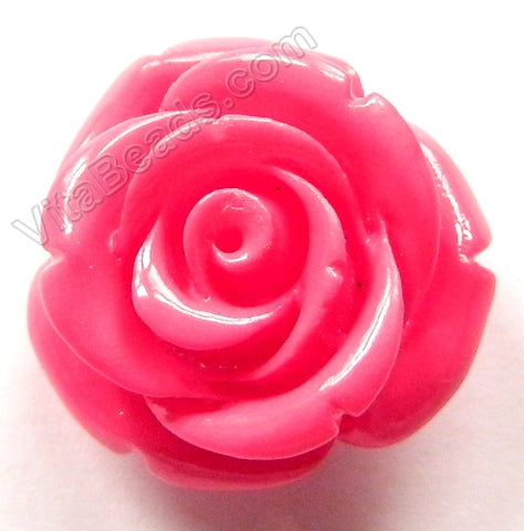 Carved Small Rose Pendant Synthetic Dark Fuchsia Qtz