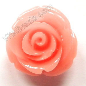 Carved Small Rose Pendant Synthetic Pink Coral