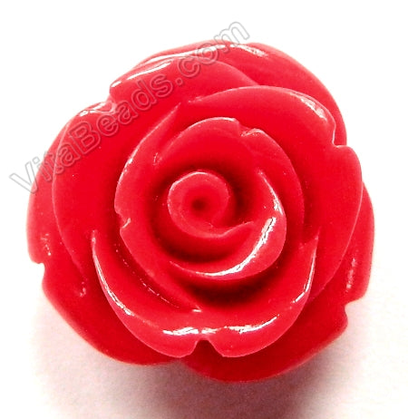 Carved Small Rose Pendant Synthetic Red Coral