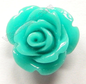 Carved Small Rose Pendant Synthetic Blue Green TQ