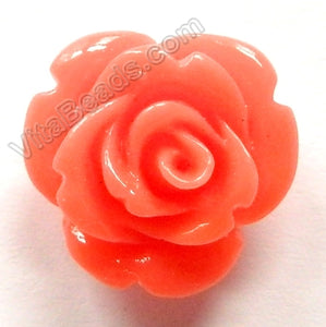 Carved Small Rose Pendant Synthetic Orange Coral
