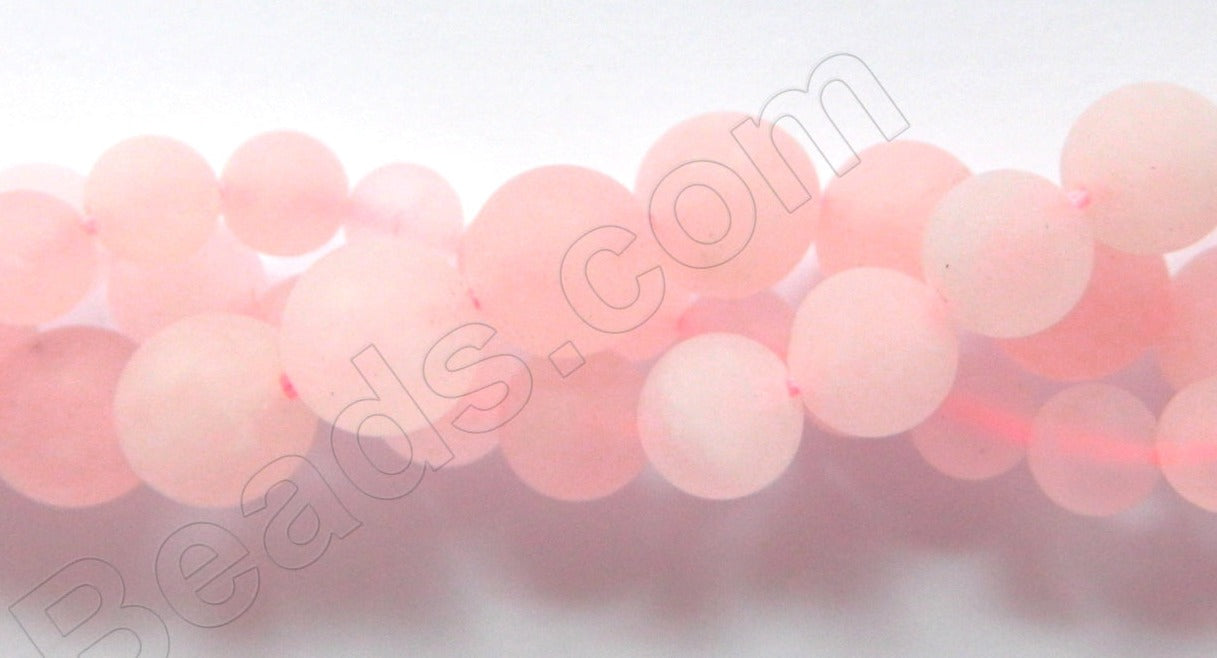 Matte Rose Quartz  -  Smooth Round Beads 16"